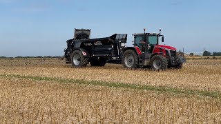 2 Massey Ferguson 8S Tractors with Bunning Lowlanders Spreading