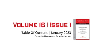 Table of Contents - January '23 | Medical Law Cases - For Doctors | Medical Law Reporter