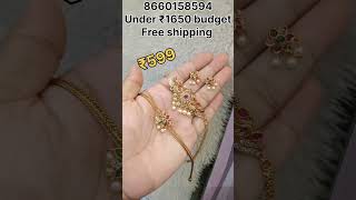 Under ₹1650 free shipping budget premium quality jewellery.. Take screenshot and WhatsApp 8660158594