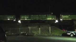 BNSF Sumas Sub Local with all Green Geeps (night)