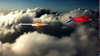 Superman "George Reeves" chasing missle