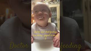 My son’s first time having yogurt #shorts #shortsvideo #baby #babyboy