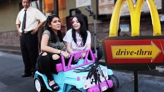 DRIVING THRU MCDONALDS IN A TOY CAR w NIKKI LIMO! ~episode 4~