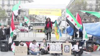 Samia AMMOUR au rassemblement contre les crimes contre l'humanité et crimes de guerre en Syrie