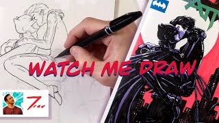 Drawing Batman and Catwoman