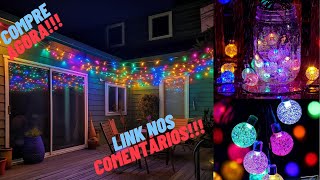 COMPRE AGORA!!! Luzes solares de corda ao ar livre, 50 Lâmpadas LED