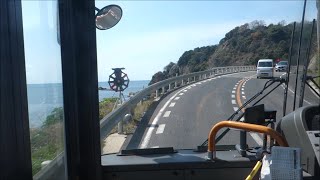 BUS (cab view) Izumo (出雲市) - Hinomisaki Lighthouse (出雲日御碕灯台) Shimane Pref. Japan