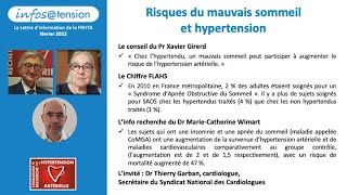 Risques du mauvais sommeil et hypertension - Pr X. Girerd, Dr M-C Wimart, Dr Thierry Garban