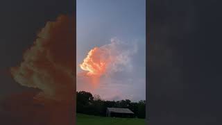 Orange cloud lightning storm