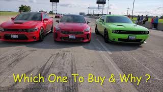 Dodge Charger & Challenger Scat Pack Vs  Kia Stinger - Main Features & A 1/4 Mile Drag Race