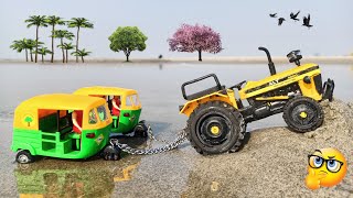 Muddy Auto Rickshaw And Tractor Train Accident Help Jcb And Water Jump Muddy Cleaning | Jcb Video