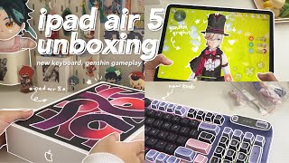 🎀 ipad air 5 aesthetic unboxing (pink) - genshin graphics, accessories, digital notes + snacks