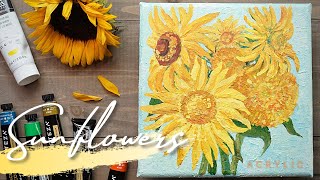 VLOG Sunflower Painting/ Acrylic painting/ Van Gogh/ 아크릴 해바라기 그리기/ How to draw Sunflower