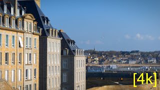 [4K] Walking in St Malo, the privateer city on a windy day.