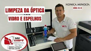 Limpeza da óptica da konica Minolta.