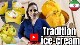 Traditional Persian Saffron Ice Cream: Handmade with Orchid Powder and Walnuts