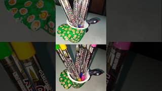 Peacock pen stand 💚 #craft #penstand #diy #shorts  ❤️subscribe for more❤️