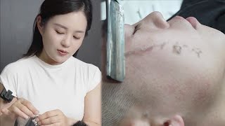 💈ASMR | Remove a lot of dead skin from men's faces. 🪒Superb shaving technique!