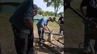 Roy showing off his Heavy Hammer upgrade! #blacksmith #treadlehammer #christcenteredironworks