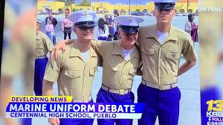 Marines not allowed to wear uniform to high school graduation ceremony.￼