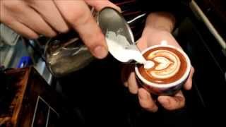 Coffee Clip -- Latte heART (latte art making a heart over espresso)