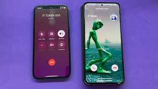 Incoming Call Green Alien Dance Funny Video Green Alien Samsung S20+ vs IPhone 12