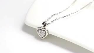 Sterling Silver Double Love Hearts Pendant Necklace Love Jewelry for Girlfriend Women