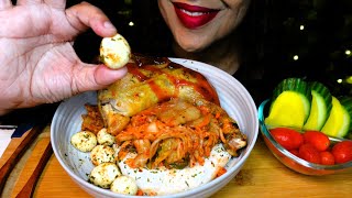 ASMR Chicken Leg, Kimchi, Rice, Quail Eggs | Eating Sounds | No Talking