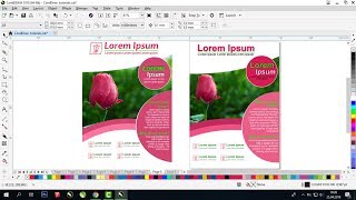 Creating an easy Flyer in CorelDraw (Use Powerclip, Contour, Conver to Curve Tools)