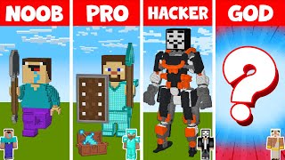 Minecraft LEGO STATUE HOUSE BUILD CHALLENGE - NOOB vs PRO vs HACKER vs GOD | Animation