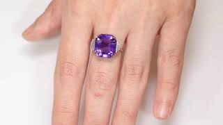 VINTAGE LUSCIOUS 8.00 CT NATURAL AMETHYST SIGNATURE RING