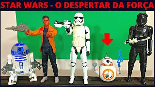 5 Bonecos Star Wars-The Force Awakens-O Despertar da Força-STORMTROOPER, R2-D2, BB-8, FINN (JAKKU)