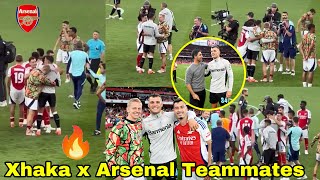 Granit Xhaka meets Arsenal Players After Preseason Friendly🔥Zinchenko Pranks Xhaka,Arteta,Martinelli