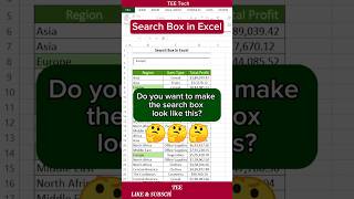 Search Bar in Excel 😜🔥| Excel for Fresher #excel #exceltips #shorts