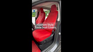 Seat in Style: Experience the Luxury of FREESOO Red Tesla Leather Seat Covers Now! #follow #usa