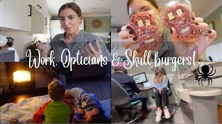 WORK, OPTICIANS & SKULL BURGERS | VLOGTOBER 26