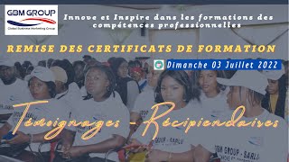 Témoignages - Récipiendaires, remise des certificats de formation professionnelle, 3ème édition.