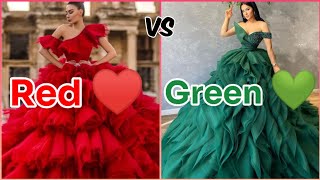 Red ❤️ #vs Green 💚 Pick Your Favorite Look! 👗👠💍💅Dress | Earrings | Ring | Nails Art @Ready_4_Style