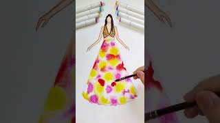 Fashion illustration😍How I color the base : tutorial #shorts