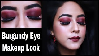 Burgundy Eye Makeup Look || Eye Makeup With Lipstick || MAC Mix Media || Huda Beauty Remastered