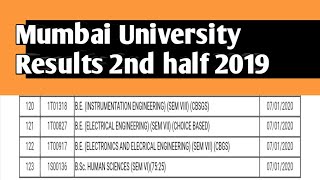 Mumbai University Results || 2nd half 2019 || B.E ,Bsc