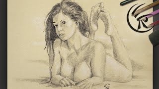 Drawing "Lying  Girl" ►► Timelapse