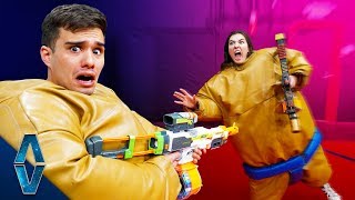 NERF Battle in Sumo Suits Challenge!