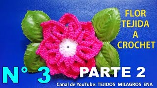 Vuelta 2 con el color rosado del tutorial: Como tejer la Flor N° 3 a crochet para aplicar en tapetes