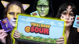 Taking on the FINAL BOSS Sour Candy Challenge! 🍬👊😳 With Makeup to Match Each Level 1-3.