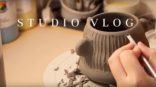 I made some bear planters | Ceramic Studio Vlog