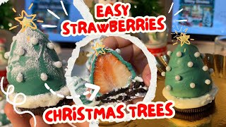 Easy Chocolate Covered Strawberry Christmas Trees🎄Baking diaries ♥