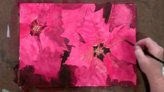 Watercolor Christmas Cards for Beginners - Poinsettia watercolor fast and loose by Deb Watson