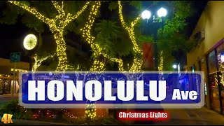 Full walk at Honolulu Ave Christmas lights in Montrose CA in 4K