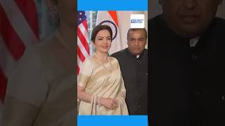 Mukesh Ambani and Nita Ambani arrive at the White House for the State Dinner #washington #shorts